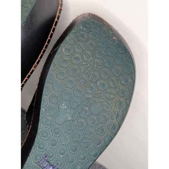 Indigo By Clarks Wedge Womens Black Leather Embroidered Sandals Size 8.5M - Picture 11 of 12